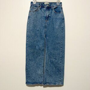 Universal  Thread Womens Denim Maxi Skirt 2 Front Slit Western Cowgirl Ranch